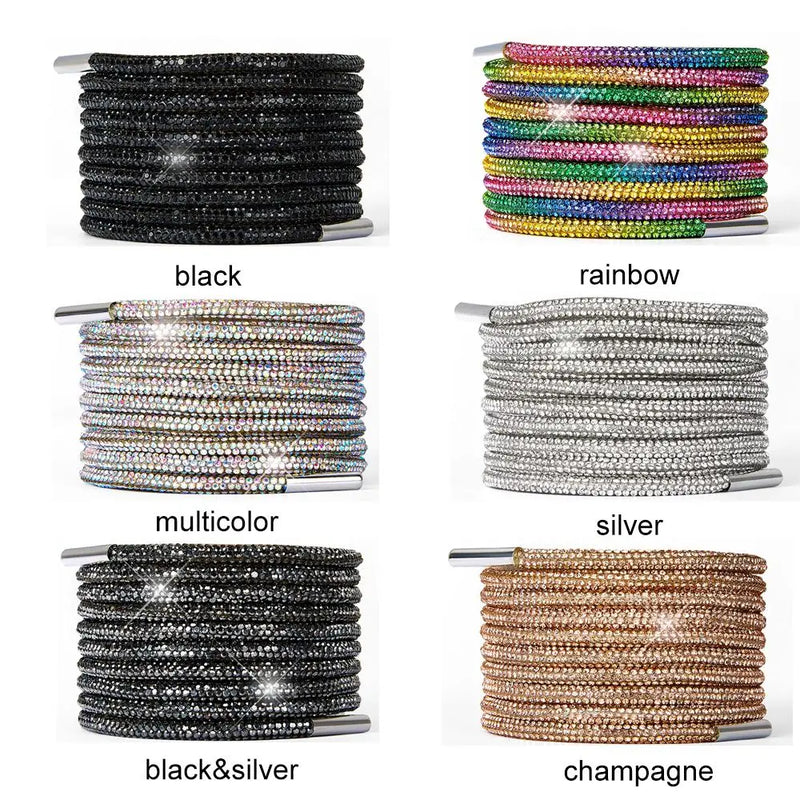 1PC Luxury Rhinestone Shoelaces Rainbow Diamond Shoe laces Sneakers Laces Shoes Round Shoelace 100/120/140/160CM  DIY Strings