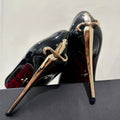 Red Bottom Metal Wand Sexy Sword Pointed Toe Thin Heel Evening Single High Heel Printed Bottom Comfortable Wear Ultra High Heels