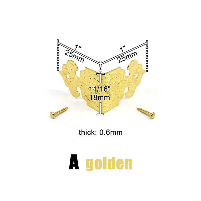 12pcs Decor Antique Brass Bronze Golden Jewelry Chest Wine Gift Box Wooden Case Table Desk Edge Cover Corner Protector with Nail