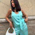 Casual Satin Pants Sets Women V Neck Sleeveless Scarf Patchwork Loose Suits Female 2026 Autumn New Chic Solid Vacation Set Lady