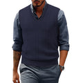 Men's Sweater Vests V Neck Cable Twist Knit Sleeveless Vests Casual Pullover Sweater Lightweight V-Neck Vest Pullover