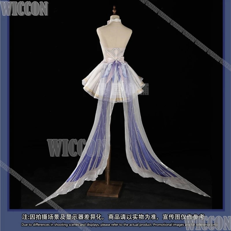 Damselette Columbina Game Genshin Impact Cosplay White Purple Dress Lolita Girl Woman Wig Headwear Halloween Cos Comic Con Suit