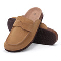 Litfun Women's Cow Suede Clogs Mens Genuine Mules Comfortable Cork Footbed Clogs Slippers Fashion Potato Shoes with Arch Support