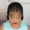 Short Ombre Cornrow Braided Bob Wig Synthetic Full Lace Braided Lace Wig with Baby Hair Knotless Handmade Braids Wigs for Women