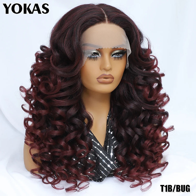 Lace Front Wigs Curly Latisha Synthetic High Quality Blonde Pink Blue Black White Red Brown Wig With Baby Hair For African Women