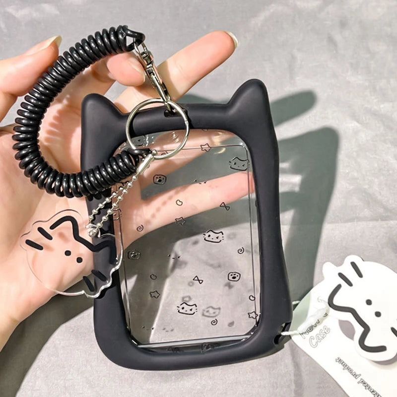 Cute  Photocard Keychain Case - Clear PVC Card Holder with Key Ring for Backpack, Protective Display Sleeve for Idol Photo, Gift for Fans Collectors