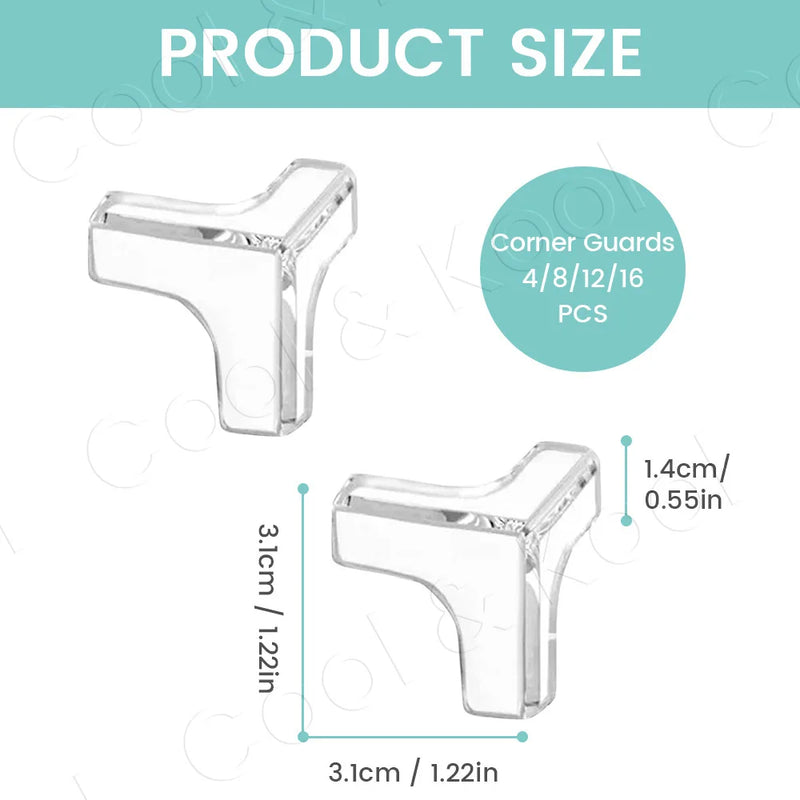 Clear Silicone Corner Guards, Transparent Edge Protectors for Furniture - Invisible Baby Safety Bumpers