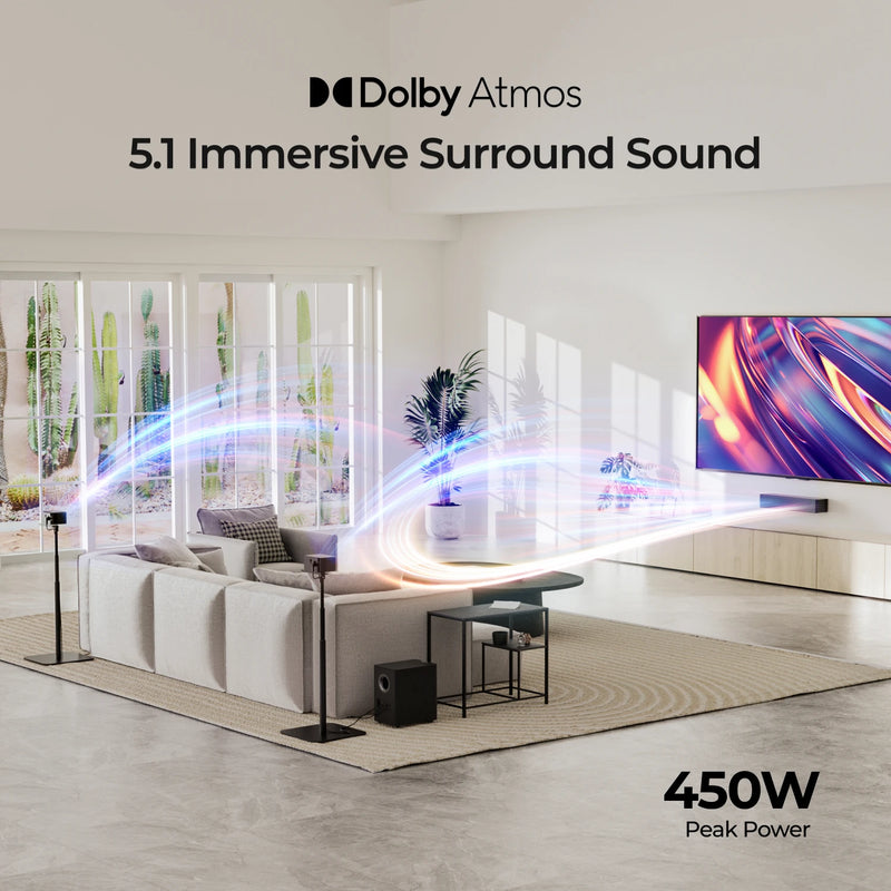 ULTIMEA Poseidon M4T Soundbar 5.1 Channel Home Theater with Dolby Atmos, Wireless Subwoofer, Rear Surround Speakers, APP Control