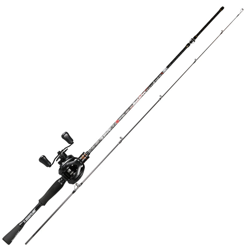 Sougayilang Baitcasting Fishing Set 1.8m Carbon Fishing Rod 8kg Drag Magnetic Brake Baitcast Reel Fishing Combo for Bass Fishing