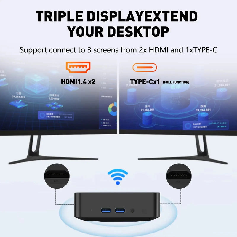 MINI PC Windows 11 Intel Core i9 10980HK 32GB RAM 1/2TB SSD WIFI 6 BT5.2 4K HD Mini Gaming Office Study Pc With 3-screen display