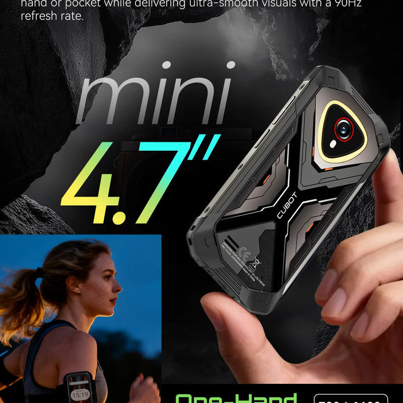 Mini Smartphone Android 15 Cubot KingKong MINI 4, 4.7-Inch Screen, 90Hz, 4700mAh Battery, Up to 20GB RAM+256GB ROM, Phone, NFC