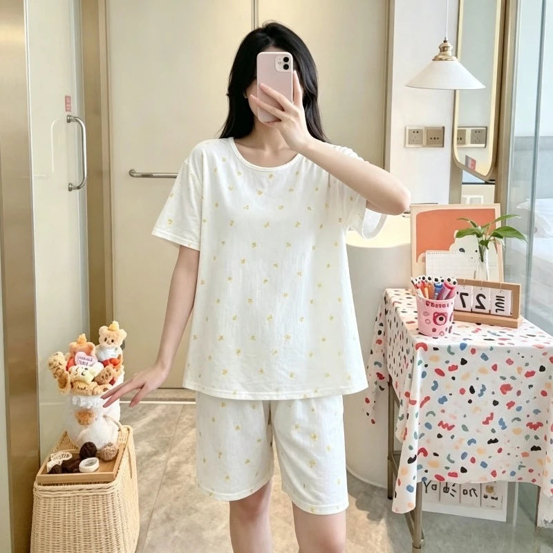 Women's Summer Thin Pajama Set, Short‑Sleeve | SAMAG