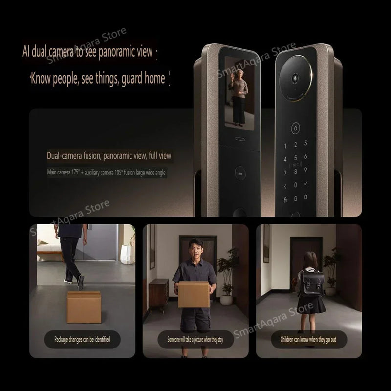 Xiaomi Smart Door Lock M30 PRO Face Recognition Palmar Vein Unlock AI Dual Lens Cat Eye Visual Screen For Elderly&Children