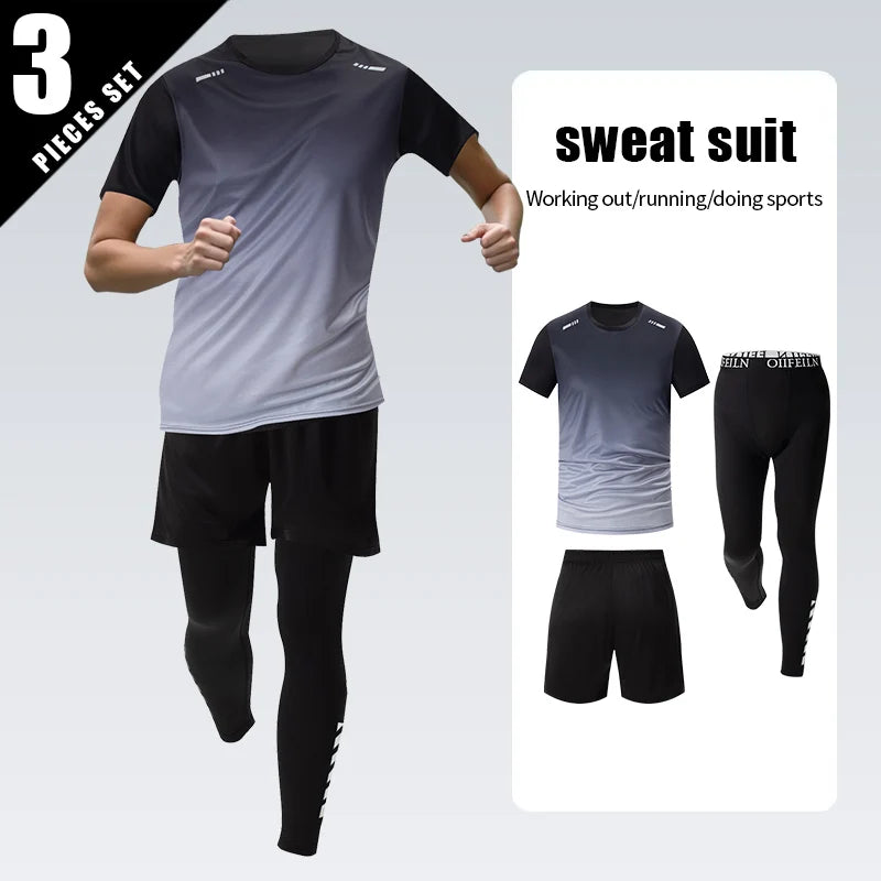 5/3/2/1 Piece Men's Four Seasons Multi-match Combination Sports Suit Gradual Zipper Jacket Running Fitness Short-sleeved Shorts