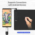 T1161 Graphics Tablet for Drawing, Ultra-thin Art Sketch Digital Pad with Battery-free Stylus 8 Pen Nibs 8192 Levels Pressure