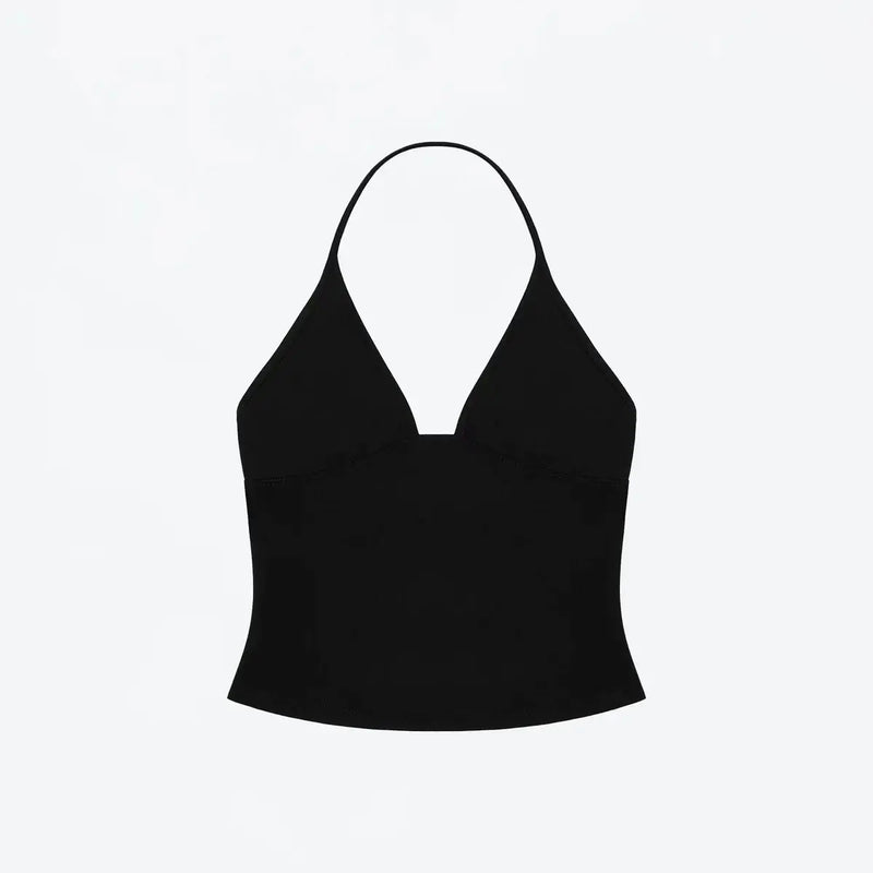 ANK Air Summer Top with Solid Color, Black and White Powder, Wide Shoulder Strap, I-Shaped Tank Top, Women's Sports, Daily Wear