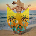 Summer Beach Cover-Ups Sexy Women Leaves Print Wrap Dress Sun Protection Bikini Cover Up Sarongs Female Bathing Suit Swimwears