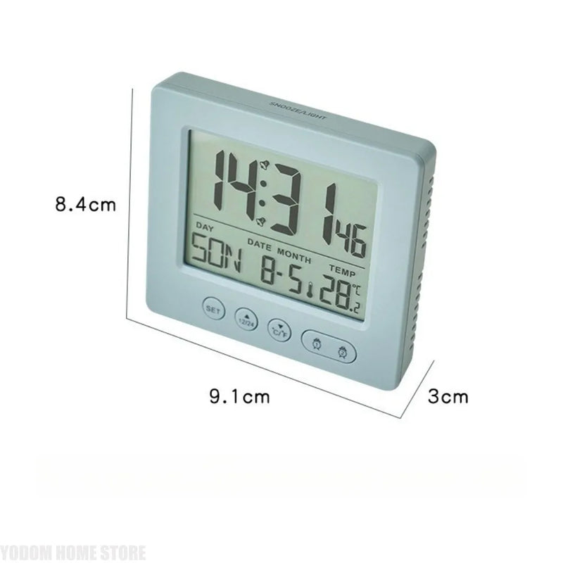 Digital Radio Alarm Clock with Thermometer, 5 Minute Function, 2 Alarm Time Settings, Simple Clock for Home Use