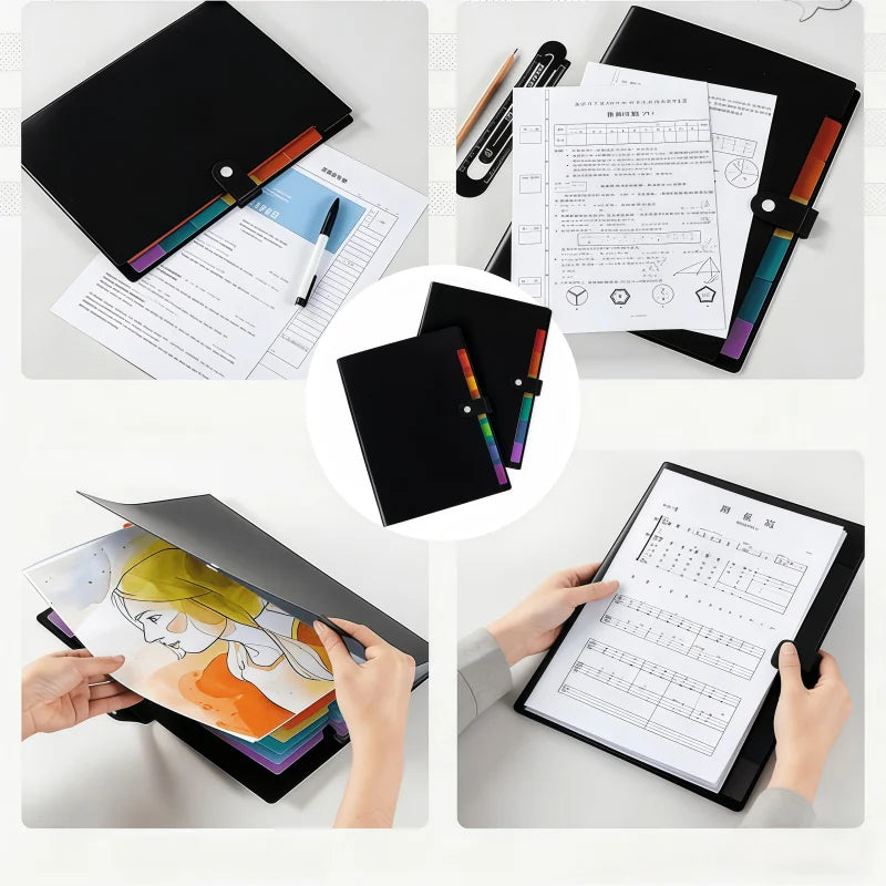 A4 Multi-layer 7-grid Folder,Color Classification File Bag,Student Paper Storage,Office Data Compilation Book,Thickened PP