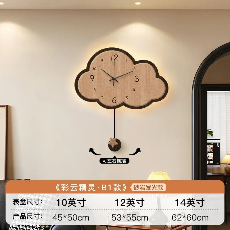 Cloud-Shaped Wall Clock LED Perpetual Calendar 2024 Motion-Sensor Silent Mechanism Long Battery Life