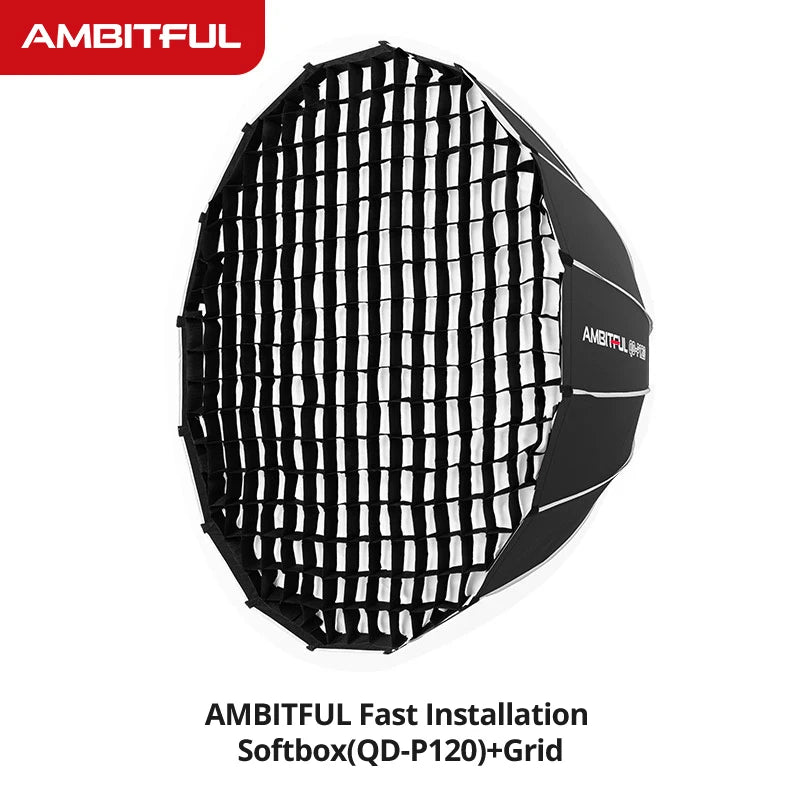 AMBITFUL P70 P90 P120 Bowens Mount Parabolic Deep Softbox with Quick Release Grid