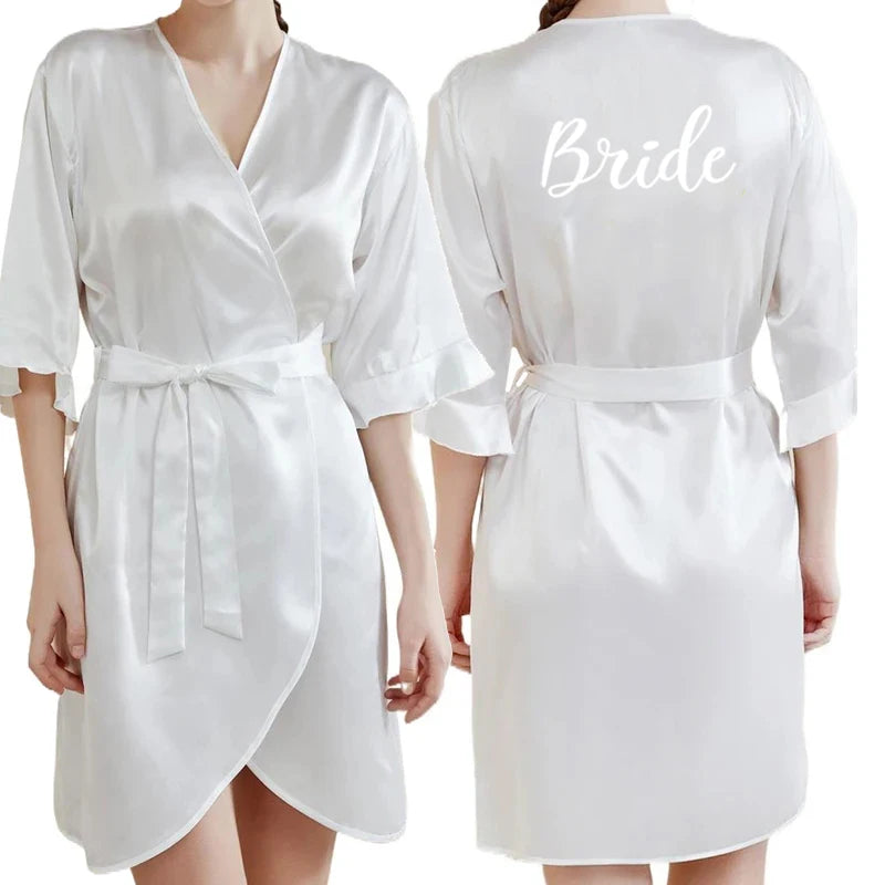 Rose Gold Women Bathrobe White Letter Bride Bridesmaid | SAMAG