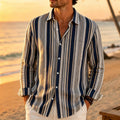Men's long sleeved shirt mixed color vertical stripe | SAMAG