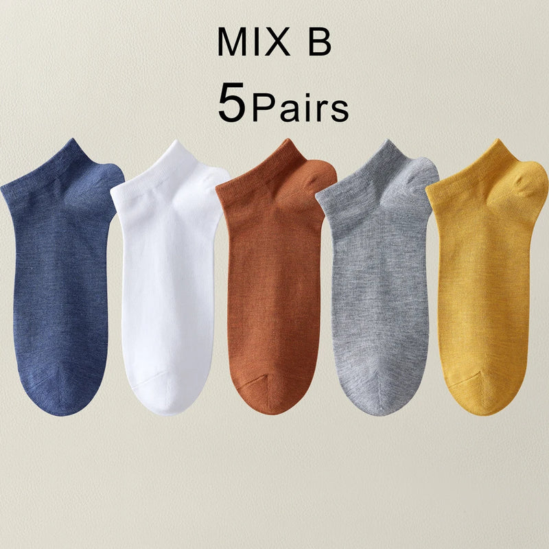 5 Pairs Spring Summer Thin Men's Bamboo Fiber Socks Short | SAMAG