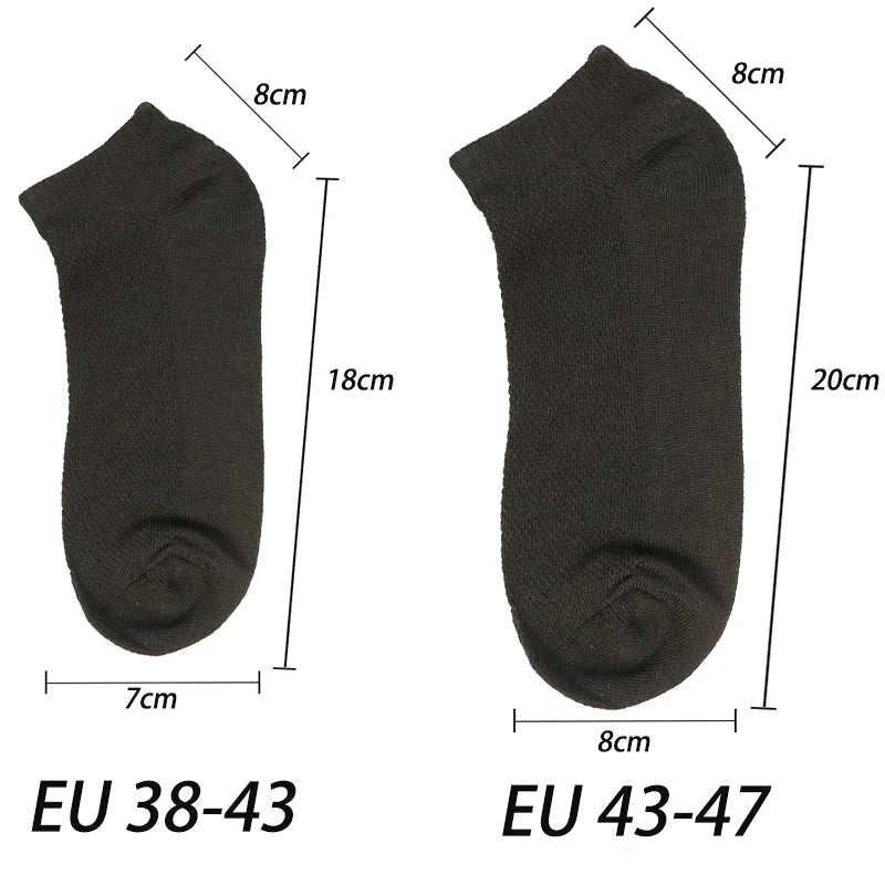6 Pairs Breathable Men's Socks Short Ankle Elastic Solid Color Mesh High Quality Business Unisex Sokken Plus Size EU38-47
