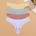 4PCS Ultra-thin Seamless Underwear Women's Invisible Panties Sexy Ice Silk Thongs Low Waist Breathable Bikini Stretchy Lingerie