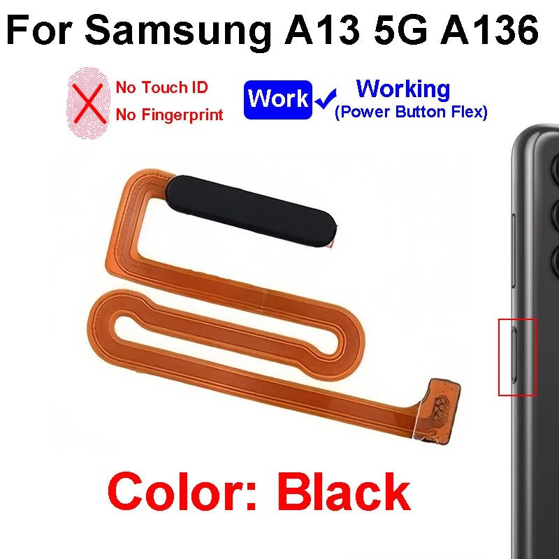 Fingerprint Sensor Touch ID Connector Flex Cable With Power Button For Samsung Galaxy A13 4G 5G A135 A136 Parts