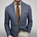 Casual Plaid Jacket Men Straight Leg Coat Green Youth Single Button Suit Collar Cotton Polyester Multi Pocket Grey Thickened ...
