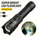 2000LM Ultra Bright P50 LED Flashlight Tactical EDC Torch Telescopic Zoom Type-C Rechargeable Emergency Spotlight for Camping