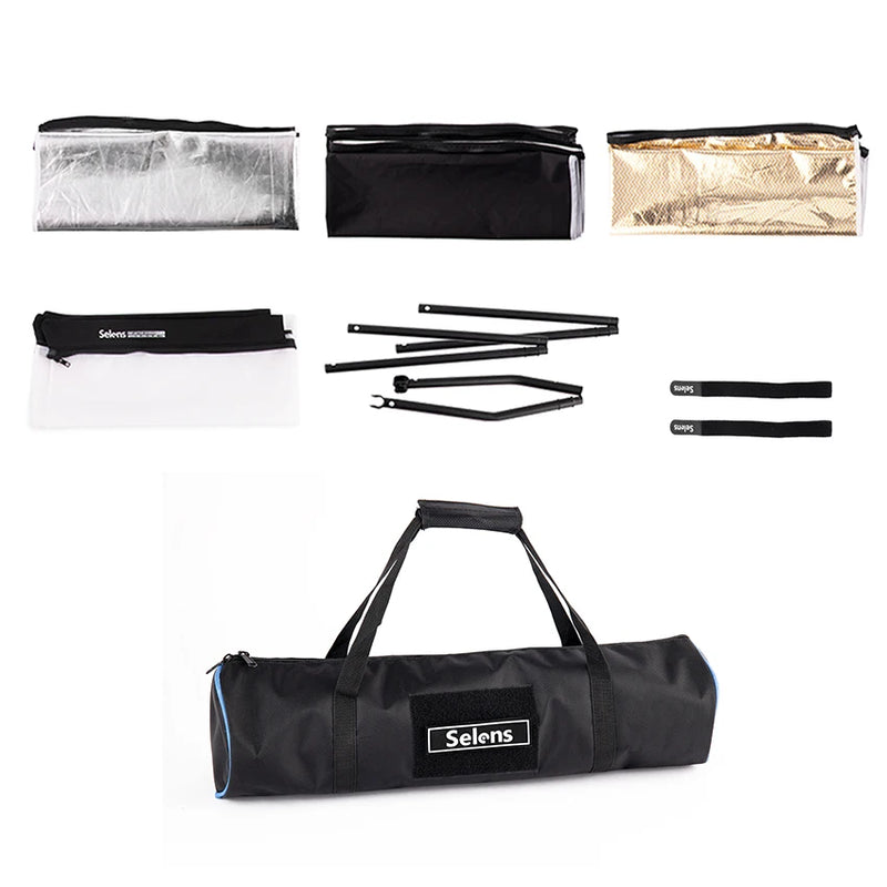 Selens 7-In-1 Reflector Set Foldable Photography Light Reflective Screen + Aluminium Stand + Bag For Photography Studio
