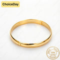 18K Gold Plated 8mm Smooth Bangle Bracelet For Woman Man Wedding Engagement Fashion Charm Party Jewelry