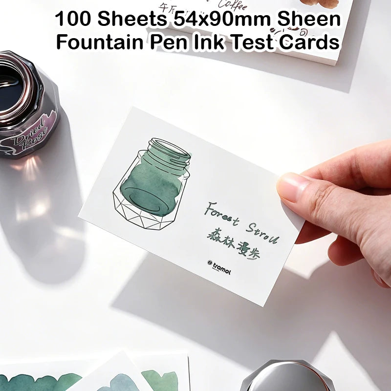 100 Sheets 54x90mm Sheen Fountain Pen Ink Test Cards Swatch Watercolor Paper Chromatography Paper Stationery School Supplies