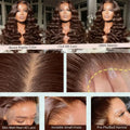 Deep Wave Chocolate Brown 13x4 Transparent Lace Frontal Wigs Human Hair 34 Inch  250% Density Loose Deep Curly Brown Colored Wig
