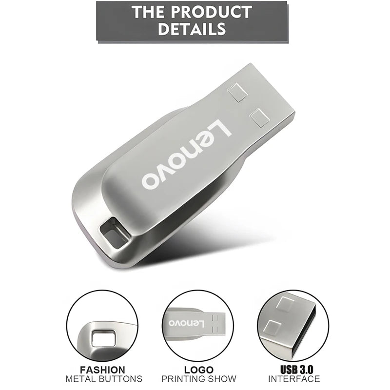 Lenovo High Speed USB 3.0 Flash Drives 512GB Multiple Capacities Metal Pendrive Memory Stick For Phone Computer Storage U Disk