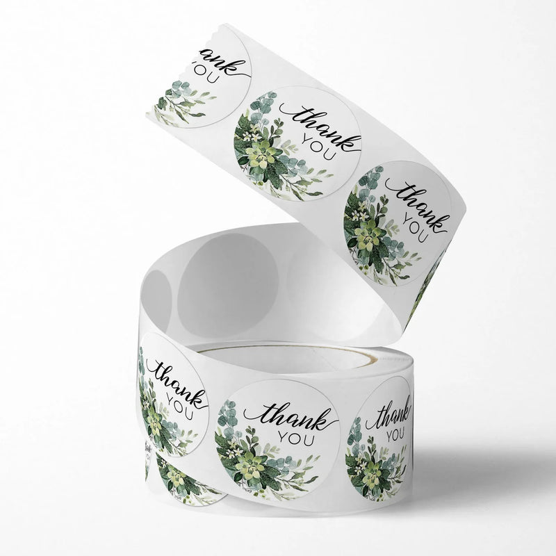 /roll 1 inch Green Floral Thank You Stickers for Gift - View 4 | SAMAG