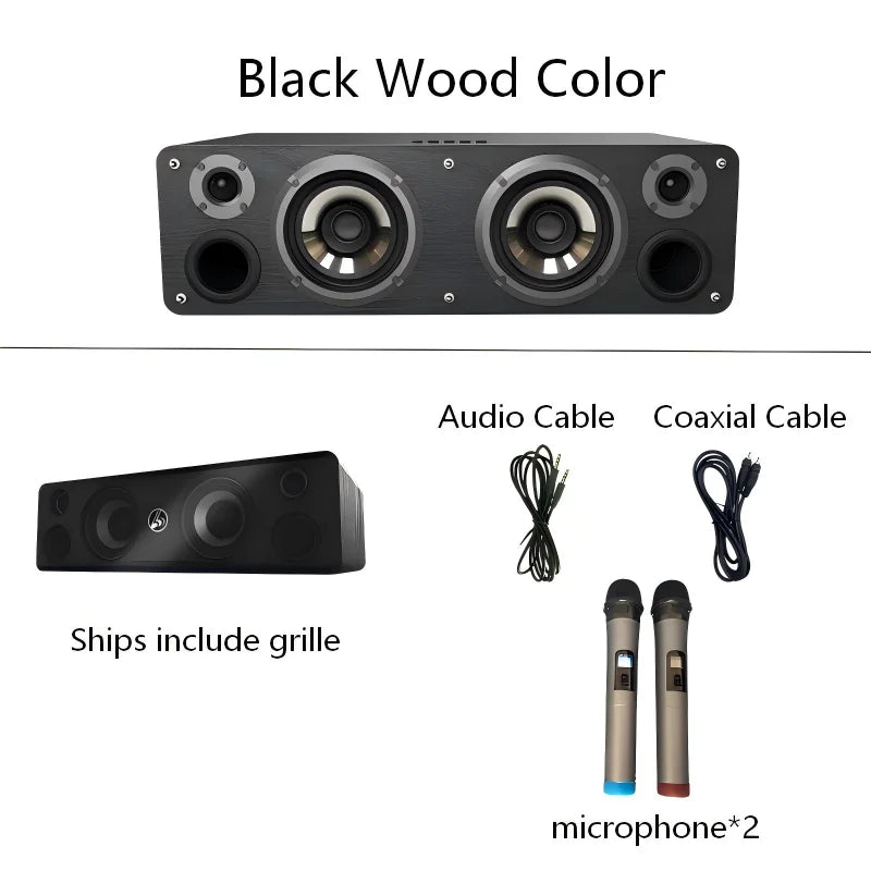 110W Home Desktop Bluetooth Amplifier All-in-One  HiFi Sound Quality Super Bass Wooden Subwoofer for Homes Theater & TV Soundbar