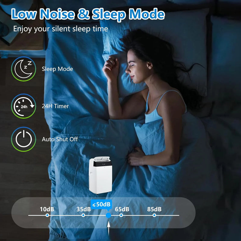 14000 BTU Portable Air Conditioners, 3-In-1 Free Standing Cooling AC Unit With Fan, Dehumidifier, Remote Control, Sleep Mode