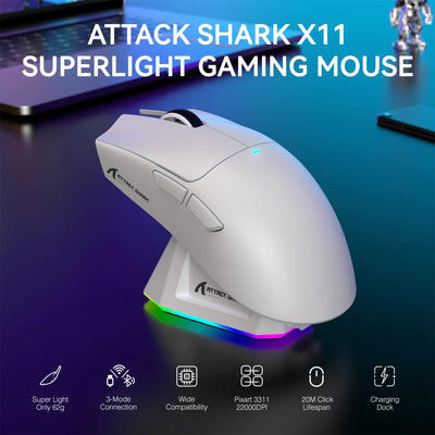 ATTACK SHARK X11 Lightweight Wireless Gaming Mouse | SAMAG
