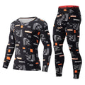 2-piece Autumn And Winter Men's Fashionable Printed Camouflage Thermal Underwear Set Comfortable And Versatile Sports Base Shirt