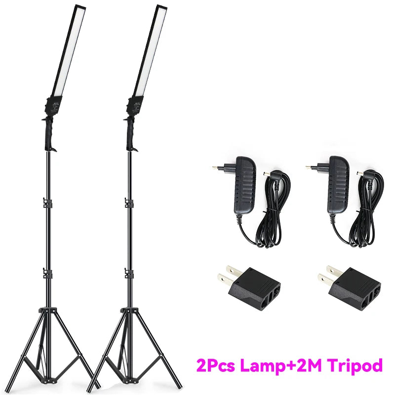 Photography Studio LED Lighting Kit Dimmable LED Video Light Handheld Fill Light With Light Stand 24W 3200K-5500K Photographic
