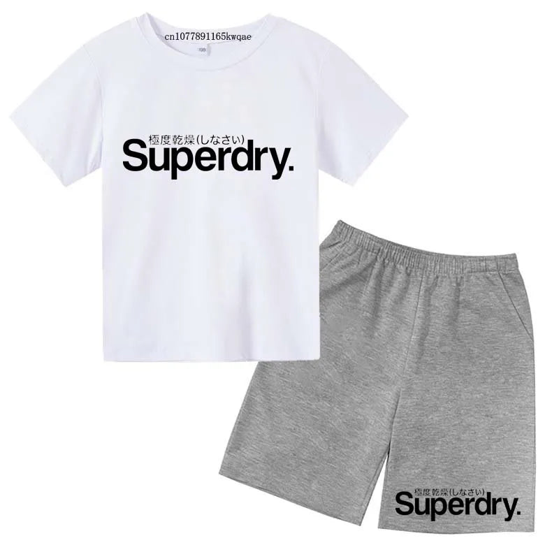 Kids Summer Casual Letter Print Breathable Tees+Short | SAMAG