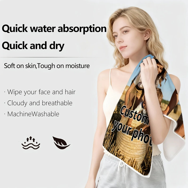 2pc Customizable Long Towel | Lightweight, Absorbent, Skin-Friendly, Machine Washable, Polyester, Ideal for Home Decor and Gifts