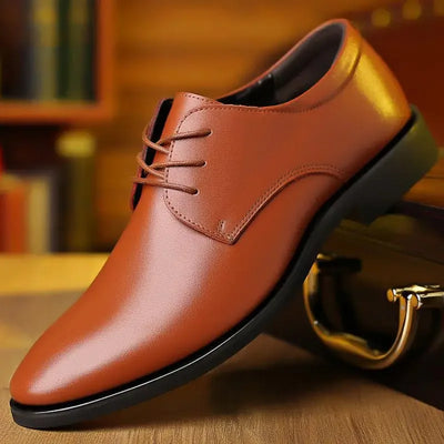 Men's Breathable Leather Shoes Black Soft Bottom Spring | SAMAG