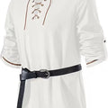 Men Medieval Lace Up Linen Long Sleeve Tunic Viking | SAMAG
