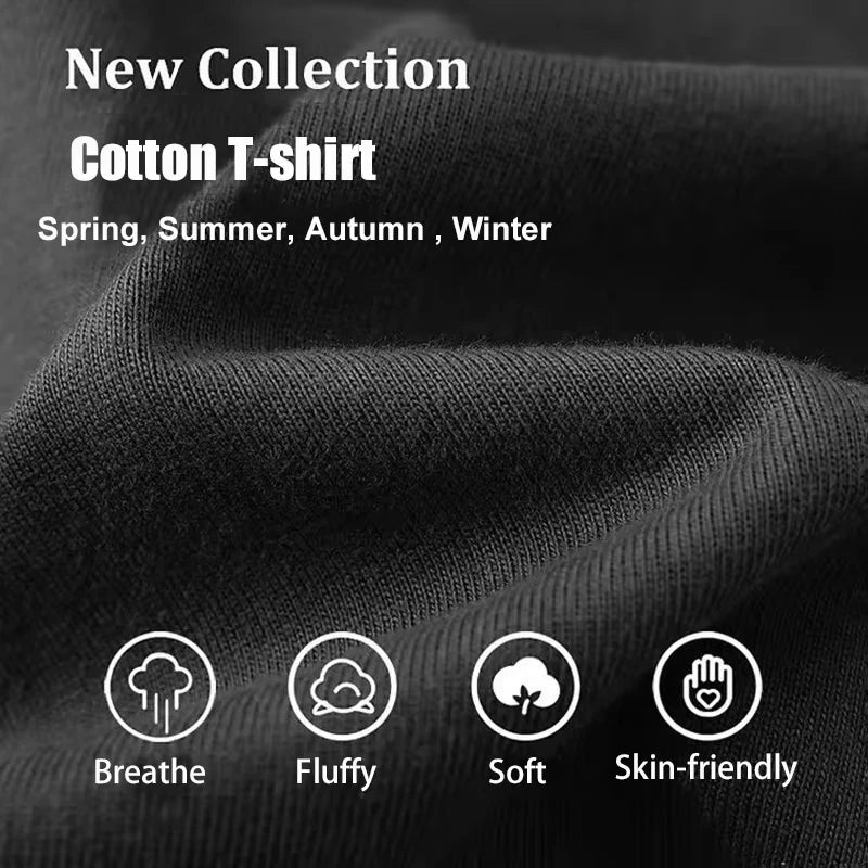 Summer Men's Letter Eclipse Landscape Printed Round Neck T-shirt High End Luxury Neutral 100% Cotton Soft Short Sleeve