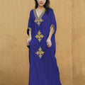 Women's Clothing Gold Embroidery Long Kaftan Dresses V Neck Caftan Dress Beach Cover Ups Tunic Maxi Dress